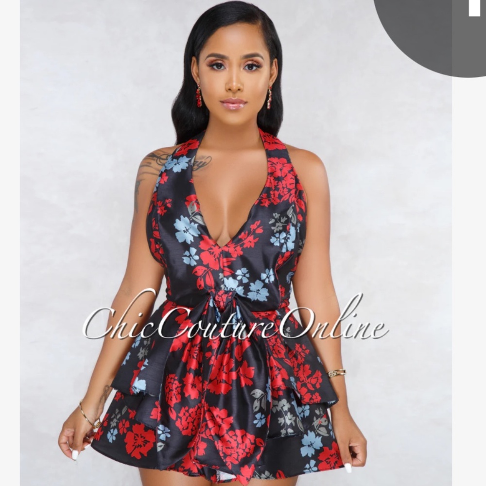 Halter peplum romper